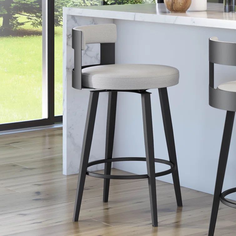 Paramont 26.5" Light Gray/Black Metal Swivel Counter Stool