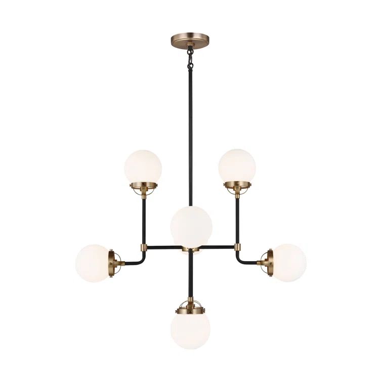 Satin Brass Midnight Elegance 8-Light Chandelier with Etched Glass