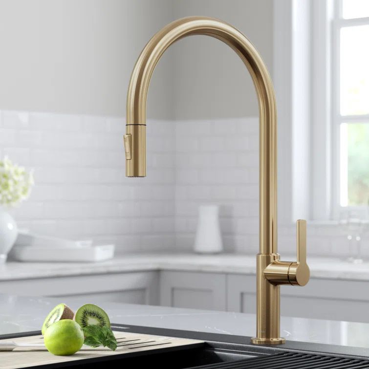 Antique Bronze High-Arc Pull-Down Kitchen Faucet