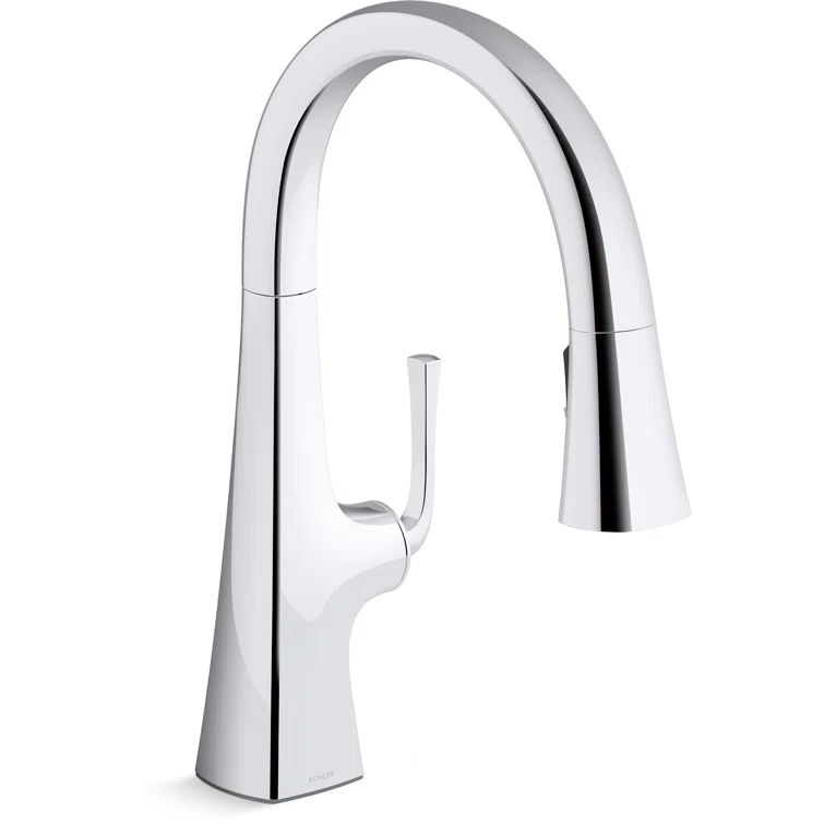 Polished Chrome Pull-Down Kitchen Faucet with Lever Handle