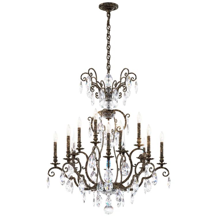 Heirloom Bronze 12-Light Classic Chandelier with Heritage Crystal