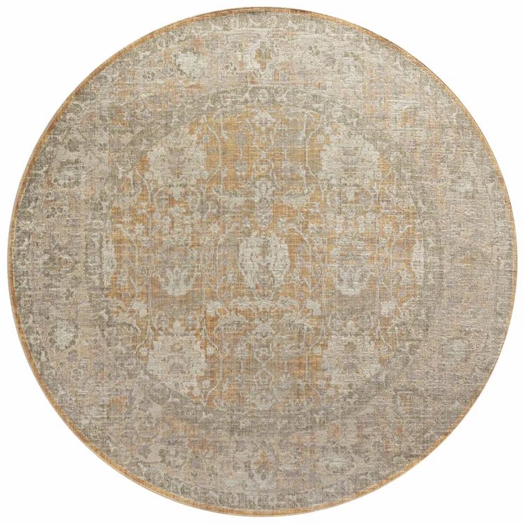 Rosemarie Gold and Sand Round Reversible Rug