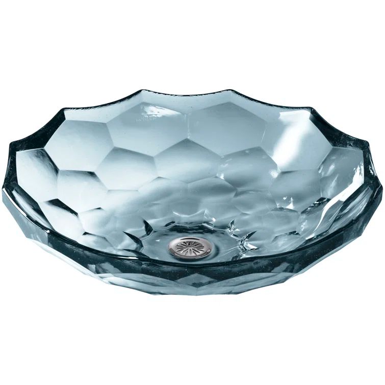 Translucent Dusk Faceted Glass Above-Counter Vessel Sink