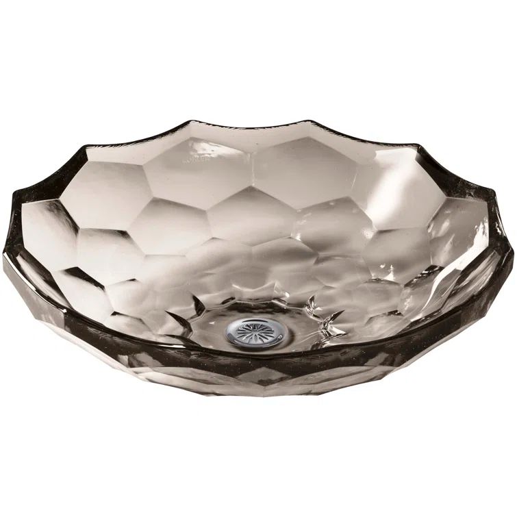 Translucent Doe Faceted Glass Above-Counter Vessel Sink