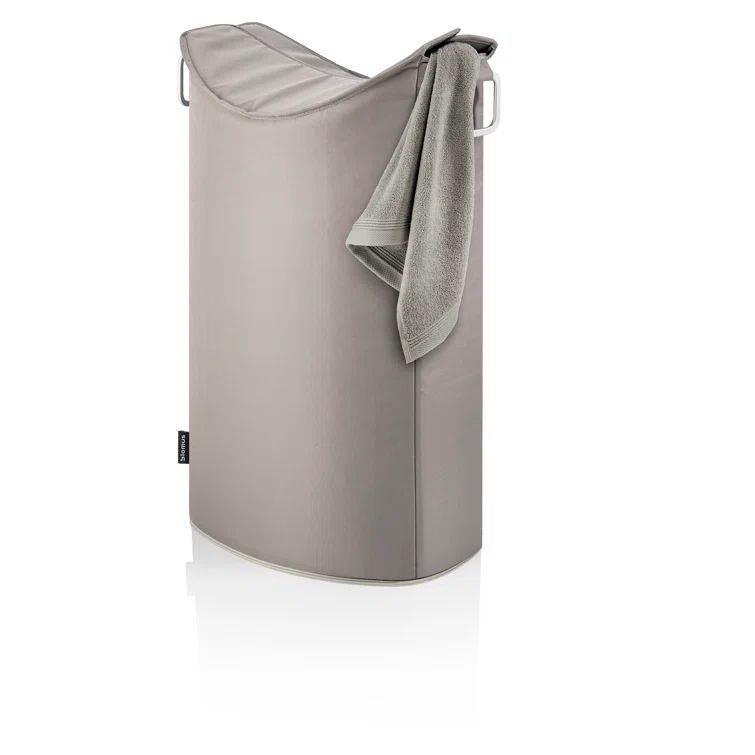 Taupe Triangular Collapsible Laundry Hamper with Lid