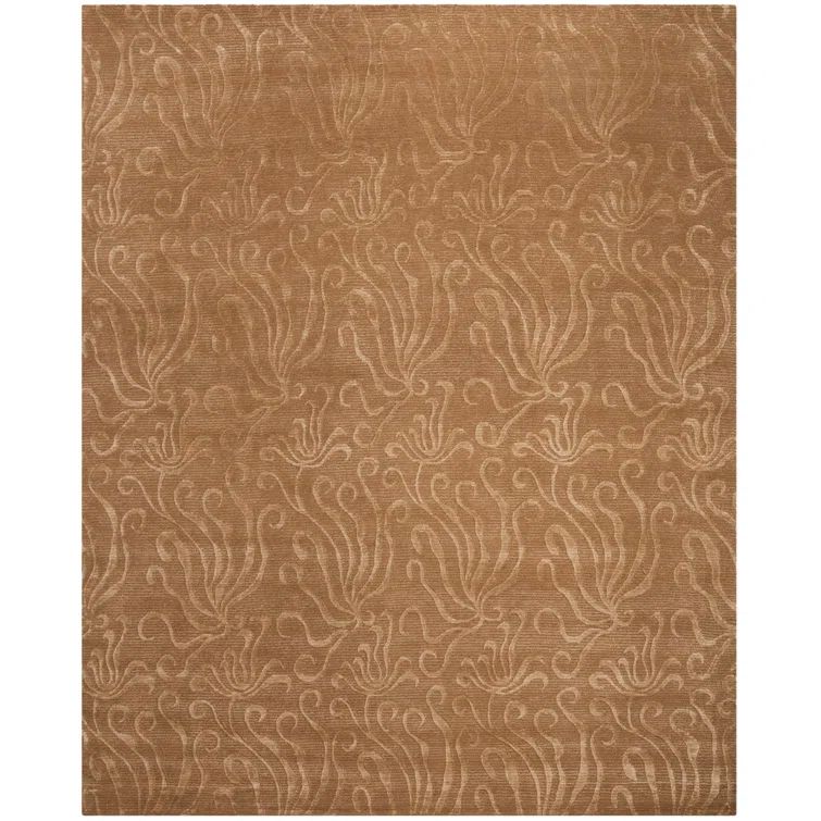 Sand Geometric Hand-Knotted Wool and Silk Rug