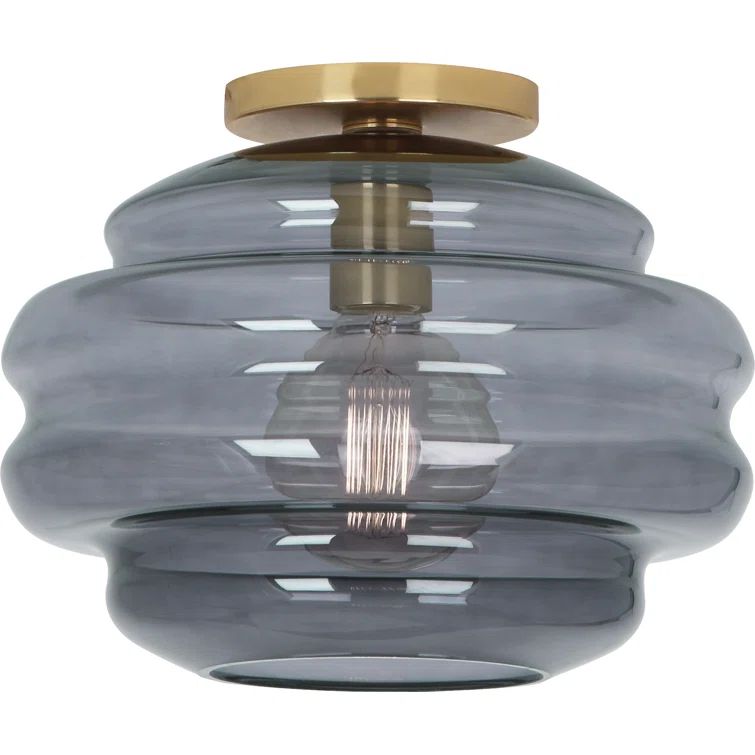 Horizon Smoke Gray Glass & Modern Brass Flush Mount Light