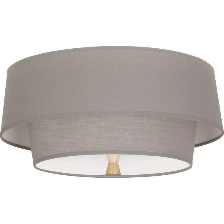 Decker Mid-Century Modern Brass Smoke Gray Flush Mount Ceiling Light