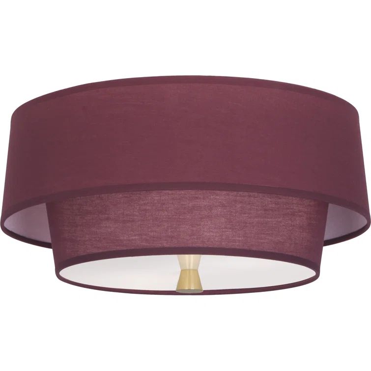Decker Modern Brass Double Decker Flush Mount with Vintage Wine Shade
