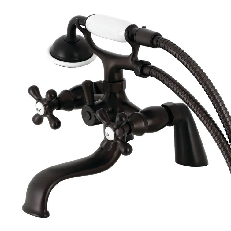 Oil Rubbed Bronze Deck Mount Clawfoot Tub Faucet with Hand Shower