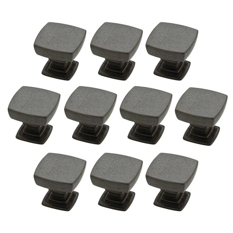 Webber Matte Black Square Iron Cabinet Knob 10-Pack