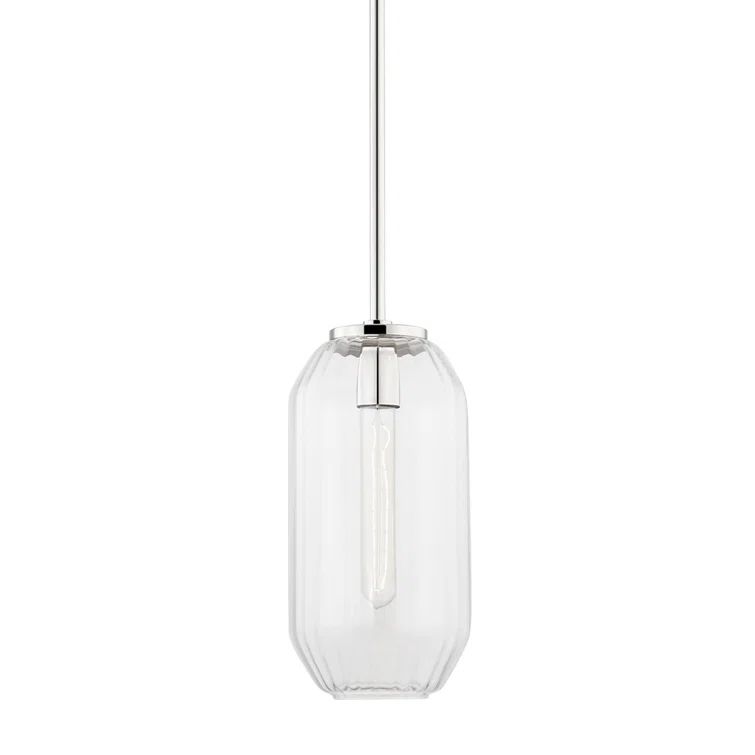 Elegant Polished Nickel & Glass Jar Pendant Light with Adjustable Height