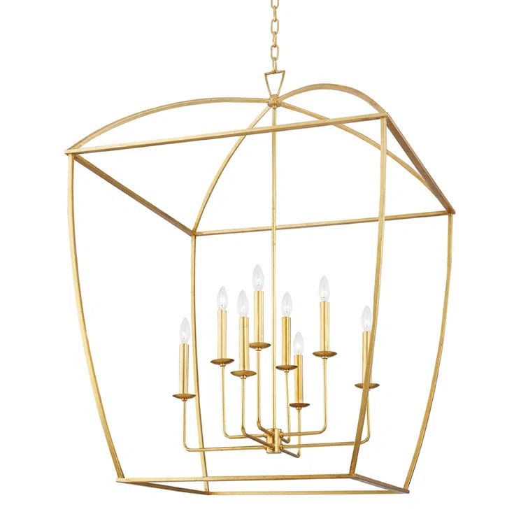 Elegant Transitional 8-Light Gold Leaf Pendant for Indoor/Outdoor