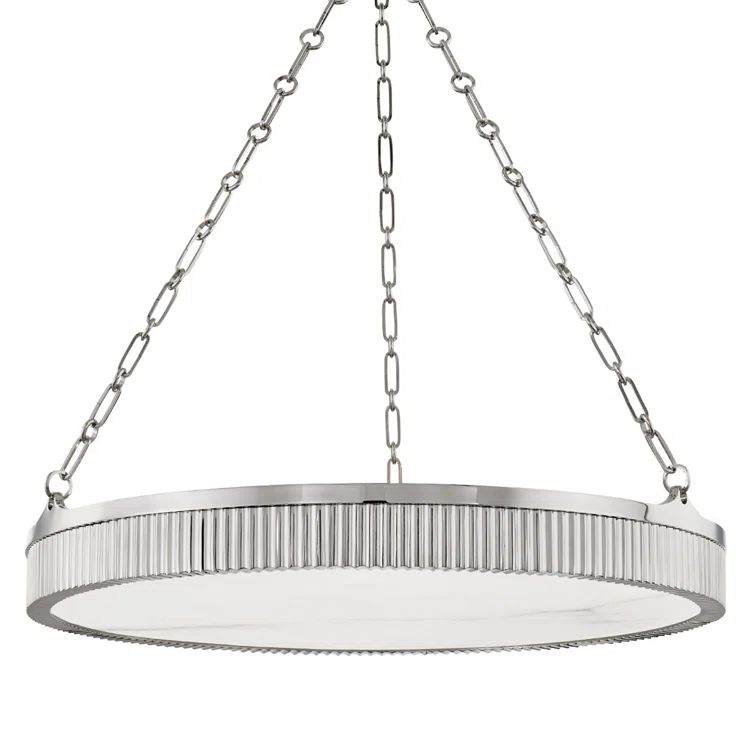 Lynden 28'' Polished Nickel Drum Chandelier with Alabaster Shade