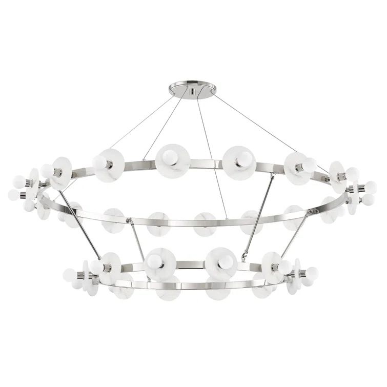 Contemporary Silver Nickel Crystal 30-Light Chandelier