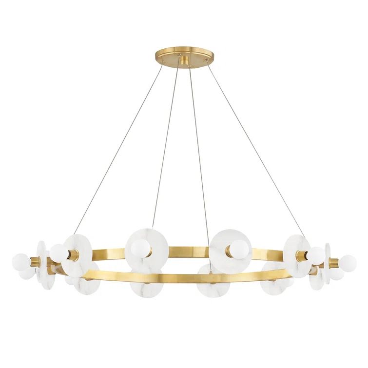 Austen Aged Brass 12-Light Chandelier with Spanish Alabaster Shades