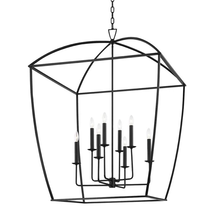 Bryant 8-Light Aged Iron Cage Pendant Chandelier