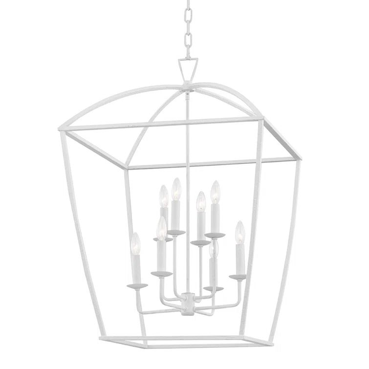 White Plaster 8-Light Transitional Indoor/Outdoor Pendant