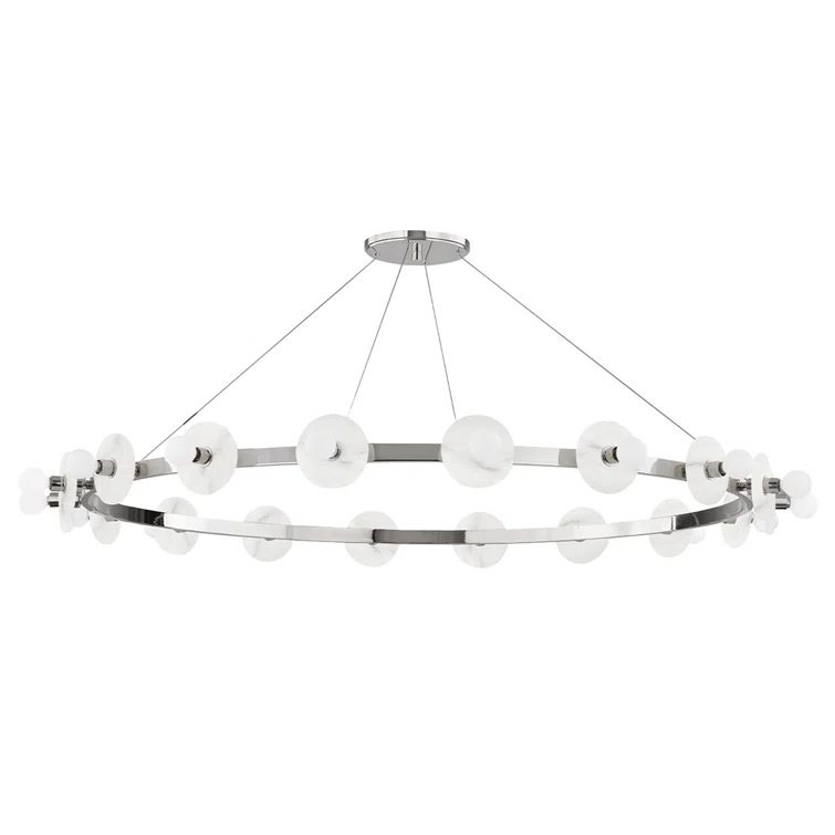 Austen Polished Nickel 18-Light Chandelier with Spanish Alabaster Shades