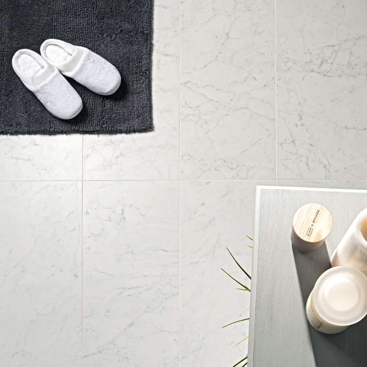 Large Format White Porcelain Marble Look Floor and Wall Tile