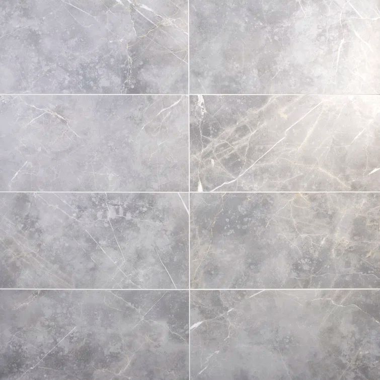 Grace 12" x 24" Matte Gray Porcelain Marble Look Tile