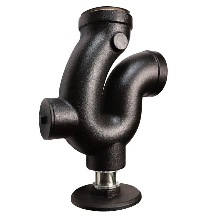Black Cast Iron 3-Inch Threaded P-Trap with Strainer