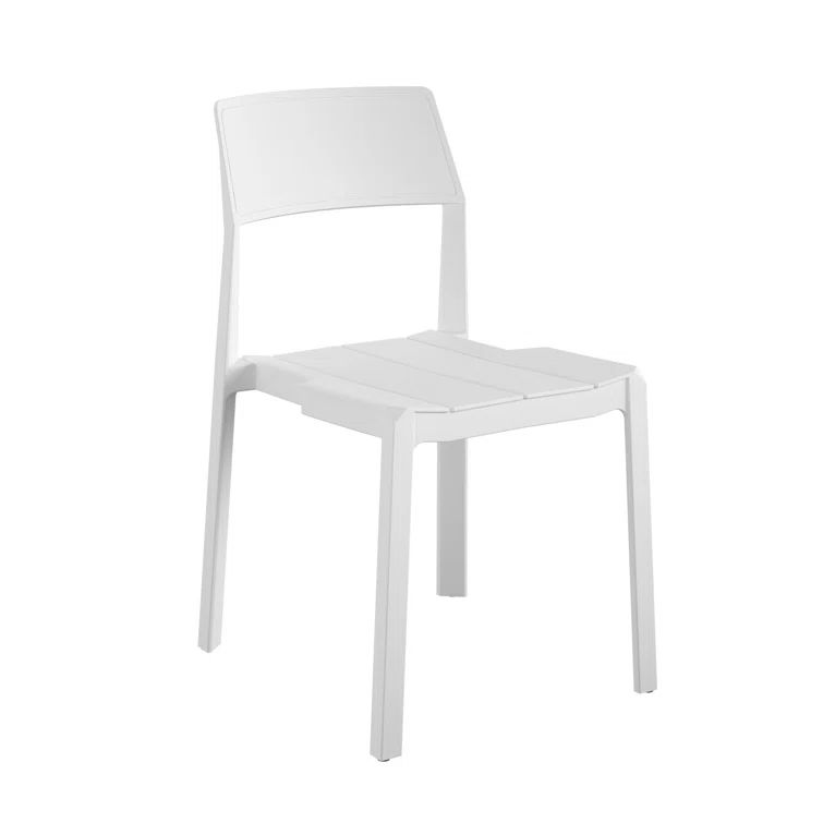 White Resin Armless Stacking Indoor/Outdoor Dining Chairs, 4-Pack