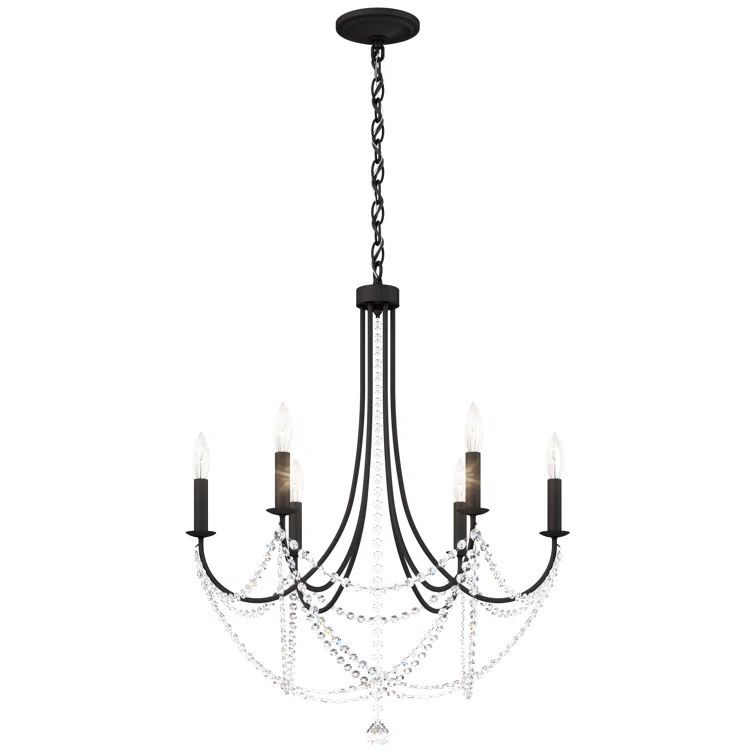Verdana Black 6-Light Chandelier with Clear Heritage Crystal