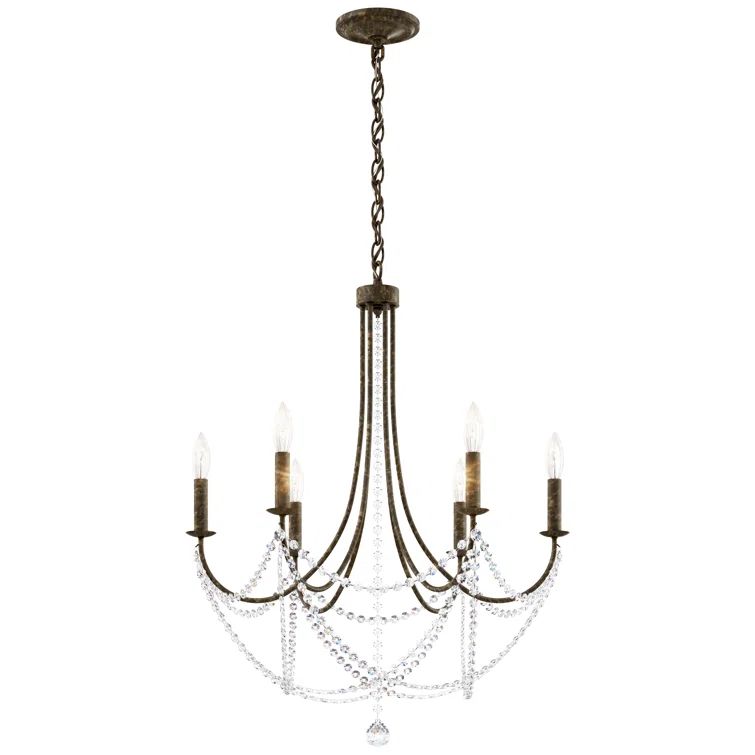 Elegant Empire Bronze & Crystal 6-Light Candle-Style Chandelier