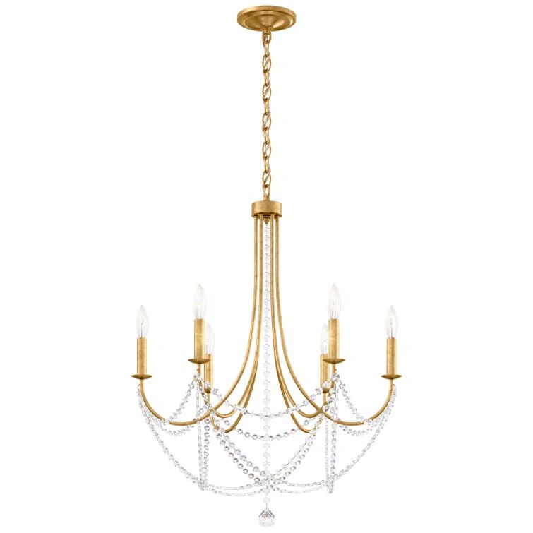 Elegant Empire 6-Light Black Steel Chandelier with Real Crystal Accents
