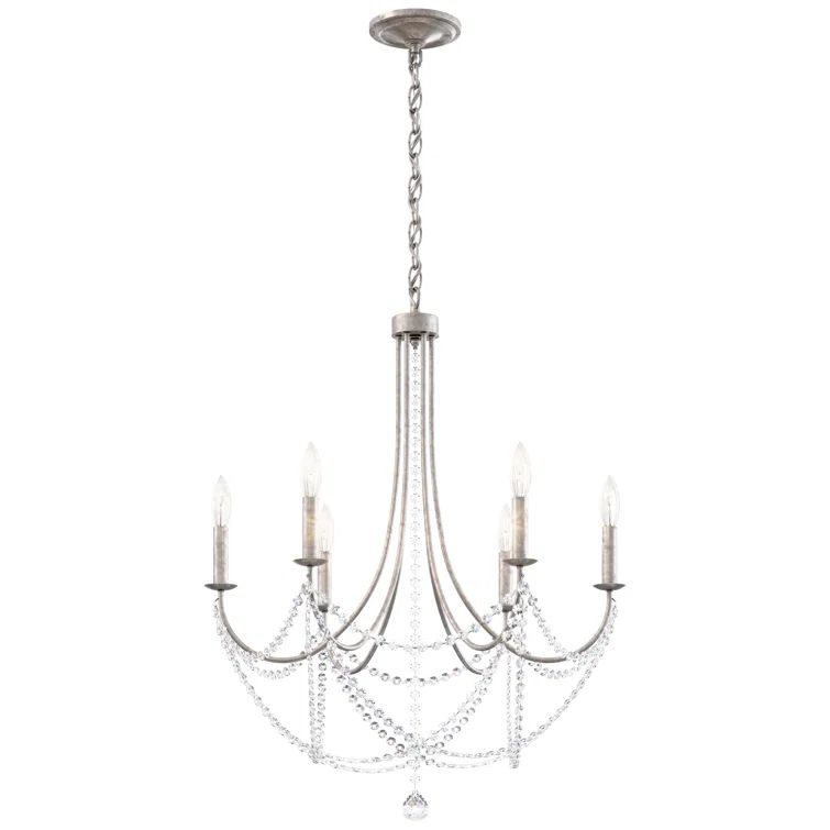 Verdana Antique Silver 6-Light Chandelier with Clear Heritage Crystal