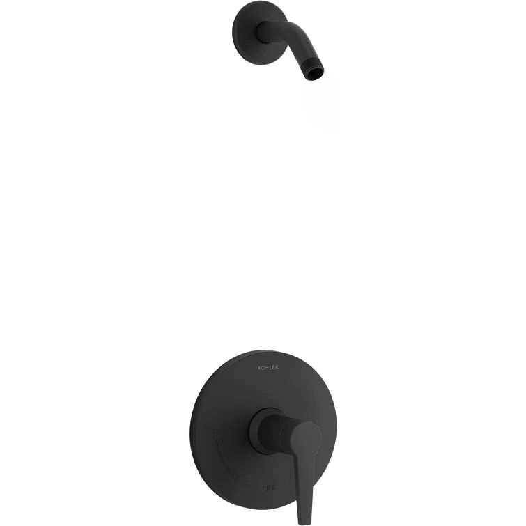 Matte Black Wall Mounted Shower Trim Set with Metal Handle