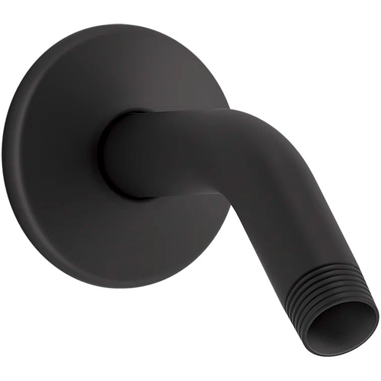 Matte Black Wall-Mounted Shower Arm with Flange