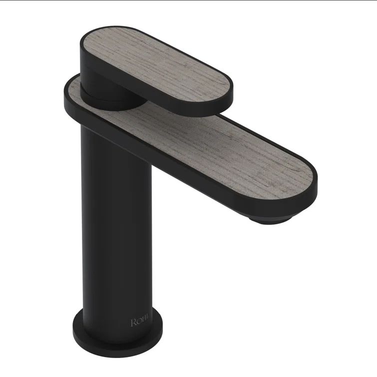 Matte Black and Barnwood Single Hole Bathroom Faucet
