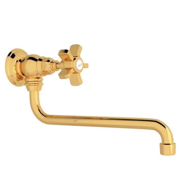Italian Brass Wall Mounted Pot Filler with Five Spoke Handle