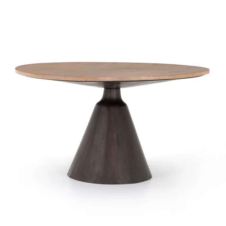Rustic Reclaimed Wood & Marble Round Dining Table, 54"