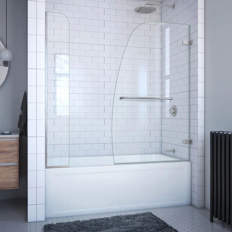 Aqua Uno 60" Clear Glass Frameless Hinged Tub Door