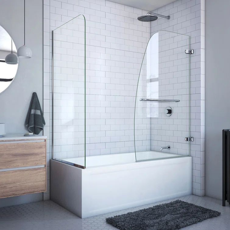Aqua Uno 60" Clear Glass Frameless Hinged Tub Door