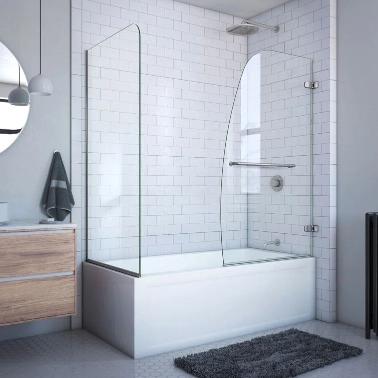 Aqua Uno 60" Clear Tempered Glass Frameless Hinged Tub Door