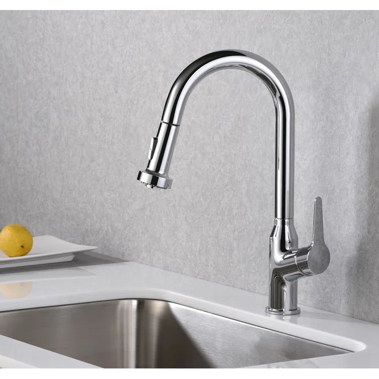 Chrome Single Handle Pull-Down Sprayer Kitchen Faucet