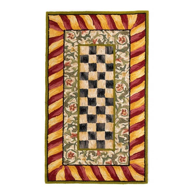 Handmade Courtly Floral Red & Gold Wool Rug - 3' x 5'