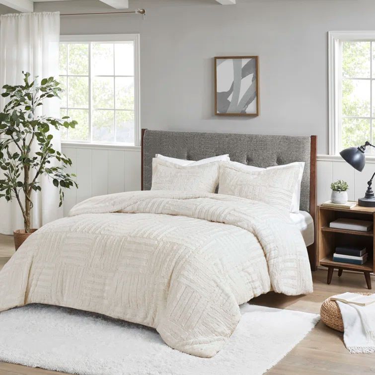 Ivory Twin Faux Fur Down Alternative Comforter Set