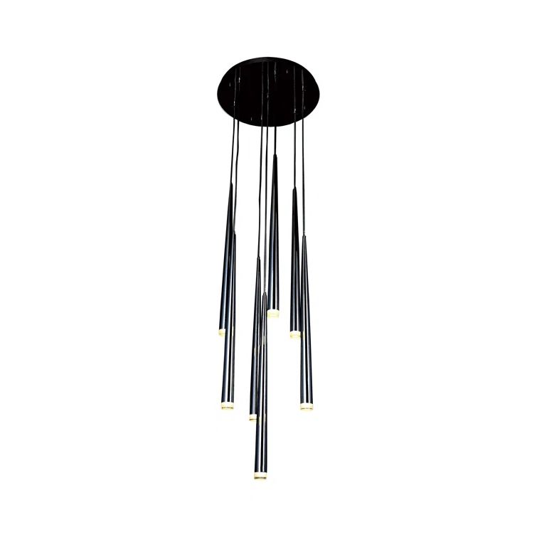 Black Chrome 7-Light Pendant with Glass Shades