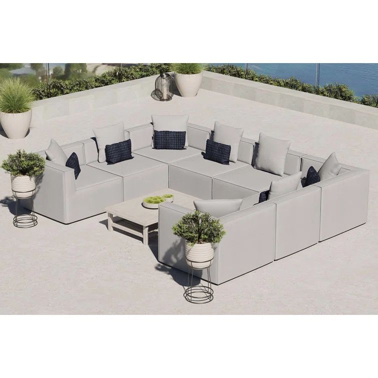Gray Aluminum 8-Piece Outdoor Patio Sectional Sofa Set