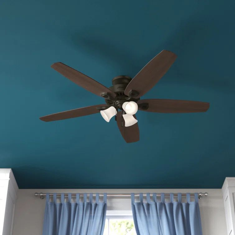 52" Bronze Low Profile Ceiling Fan with LED Light and Remote