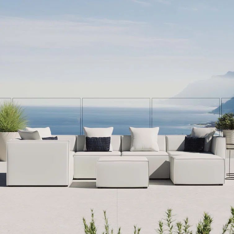 Saybrook White Aluminum 6-Person Outdoor Sectional Sofa