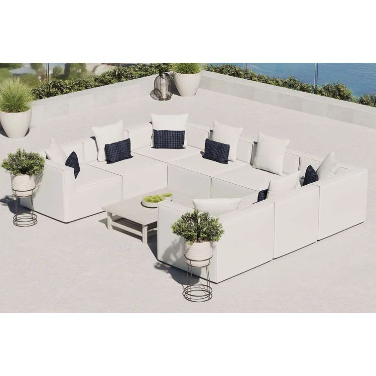 Saybrook White Aluminum 8-Piece Outdoor Sectional Sofa