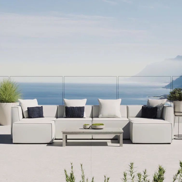 Saybrook White Aluminum 6-Piece Outdoor Sectional Sofa