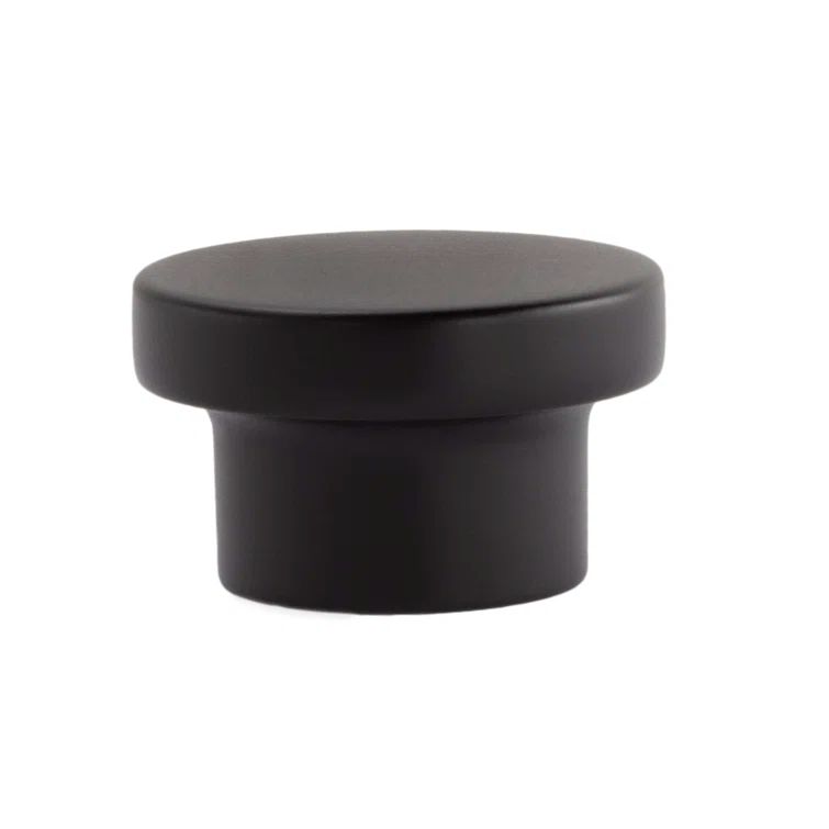 Matte Black Round Modern Cabinet Knob with Mounting Hardware