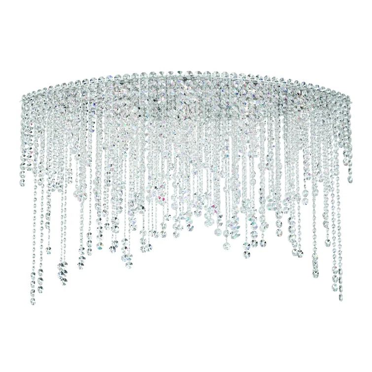 Elegant Swarovski Crystal Waterfall Chandelier - 28" Stainless Steel